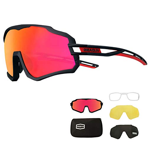 BRZSACR Gafas de Ciclismo Polarizadas con 3 Lentes Intercambiables gafas mtb gafas deportivas hombre Mujeres UV 400 Anti Viento para ciclismo, conducir, correr