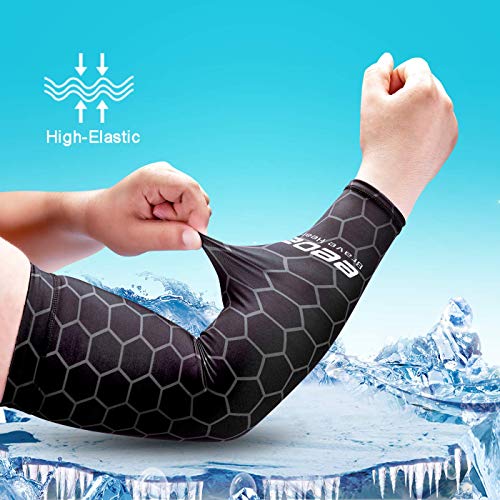 Bwiv Unisex Manguitos del Brazo para Deportes Anti UV UPF 40+ en Forma de Panal Manguitos refrescantes para Actividades al Aire Libre 1 par Negro M