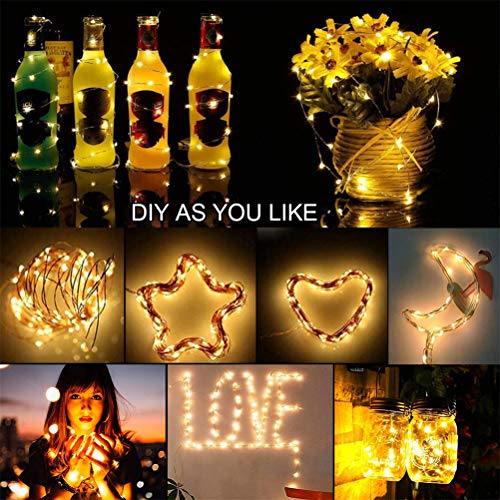 Cadena Luces LED a Pilas, 20 Piezas 1m 10 LED Luces de Cadena Micro Cobre Impermeable, Guirnalda Cadena de Luces, para Interior, Navidad, Jardín, Casas, Boda, Fiestas (Blanco cálido)