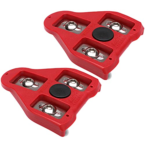 Calas para Pedales Compatibles con Look Delta (9 ° de Libertad Angular) Calas para Bicicletas de Ciclismo (rojo1)