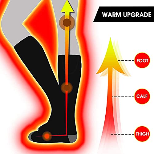 Calcetines Calefactados, Calcetines Eléctricos Térmicos para Hombres y Mujeres, Recargable, Control de App, Calcetines de Esquí Más Cálidos para Deportes de Invierno al Aire Libre. (L, Gris)