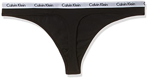 Calvin Klein 3Er-Pack Strings-Carousel Tanga, Negro (Black 001), S 3 para Mujer