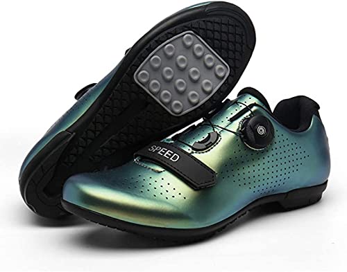 Calzado de Ciclismo Para Hombre,Los Zapatos de Bicicleta de Carretera Se Utilizan Para Andar en Bicicleta de Carretera, Parte Inferior Resistente Al Desgaste Adecuada Para Principiantes,Green A-44EU