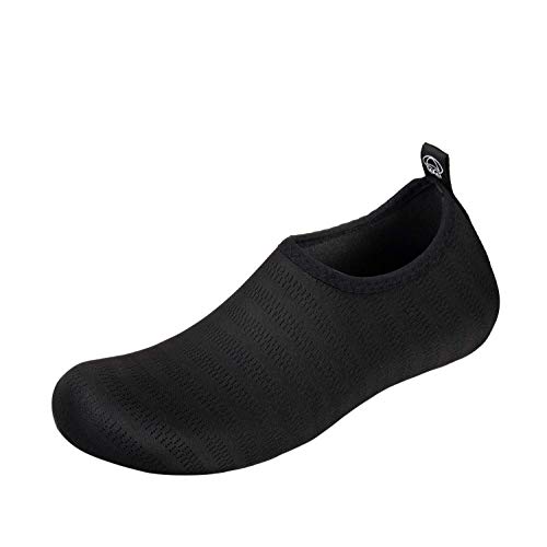 Calzado para Agua Descalzo, de Secado rápido, sin Cordones, Calcetines acuáticos para Yoga, Playa, Surf y natación(Negro LXY,44-45 EU)