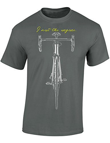 Camiseta de Bicileta: I Am The Engine - Regalo Ciclistas - Bici - BTT - MTB - BMX - Mountain-Bike - Regalos Deporte - Camisetas Divertida-s - Ciclista - Retro - Fixie Shirt (M)