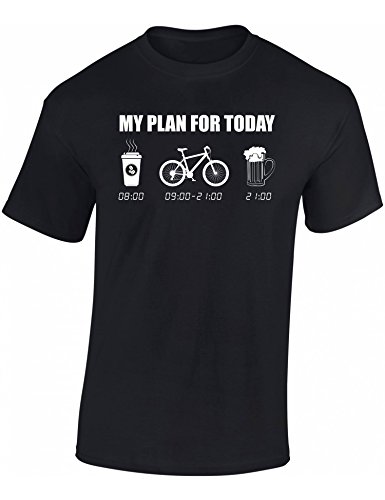 Camiseta de Bicileta: My Plan for Today : Bici - Regalo Ciclistas - BTT - MTB - BMX - Mountain - Downhill - Regalos Deporte - Camisetas Divertida-s - Ciclista - Retro - Fixie-Bike Shirt (L)