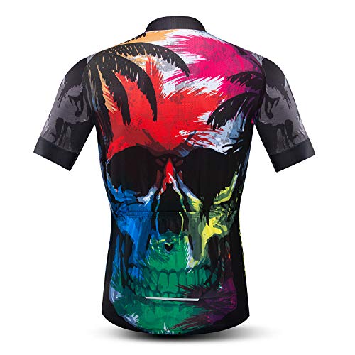 Camiseta de manga corta para hombre con diseño de calavera y cráneo, 3 bolsillos, reflectante S-3XL