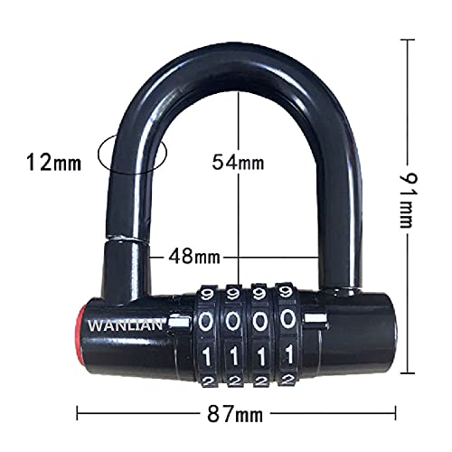 Candado, candado de código de 4 dígitos, candado de bicicleta, candado de cadena, grillete de 2 pulgadas de largo y candado para exteriores, se puede configurar con candado de código.