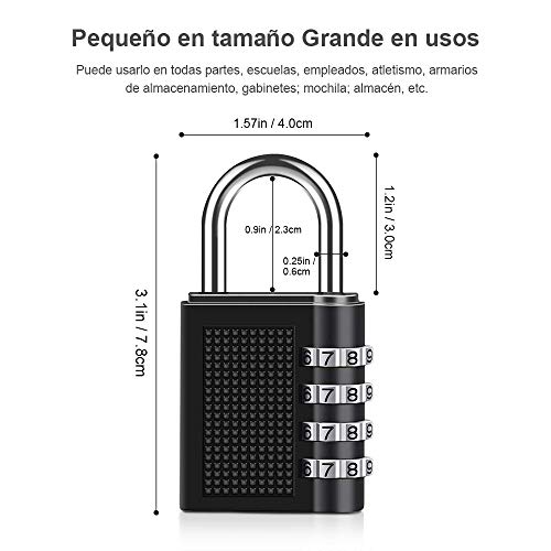 Candado De Combinación, [2 Pcs] Diyife Cerradura De Impermeable Combinación De 4 Dígitos, Candado Para El Casillero Del Gimnasio Escolar, Archivadores, Caja De Herramientas,Cerca, Cerrojo(Negro)