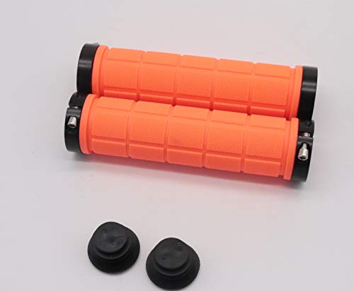 CarbonEnmy Puños para manillar de bicicleta, goma antideslizante con anillo de aluminio, para bicicleta de carretera, urbana, bicicleta de montaña, plegable, color naranja