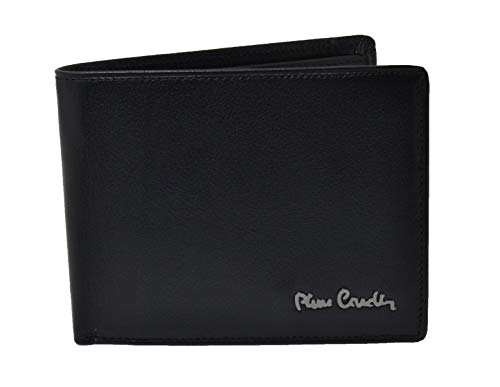 Cartera hombre PIERRE CARDIN negro en cuero con monedero y solapa A5524