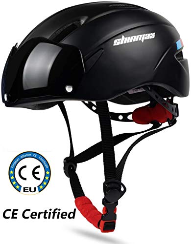 Casco Bicicleta Adulto, KINGLEAD Casco Bici Certificación CE con Magnéticas Desmontables Visera & Bolsa Portátil Casco Ciclismo Hombre Mujer Transpirable Ajustable Carretera Montaña Patineta (KL-001)