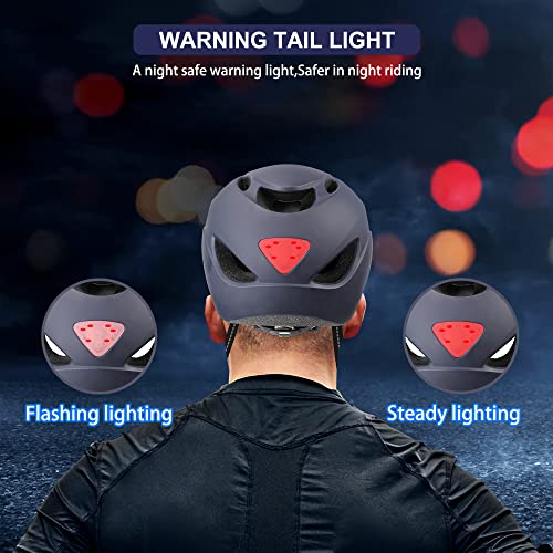 Casco Bicicleta, KINGLEAD Casco Bicicleta Hombre Mujer con luz LED y Correas de Reflectantes Casco Bicicleta Adultos para Ciudad Casco para Ciclistas Casco de Bici de Carretera con Visera