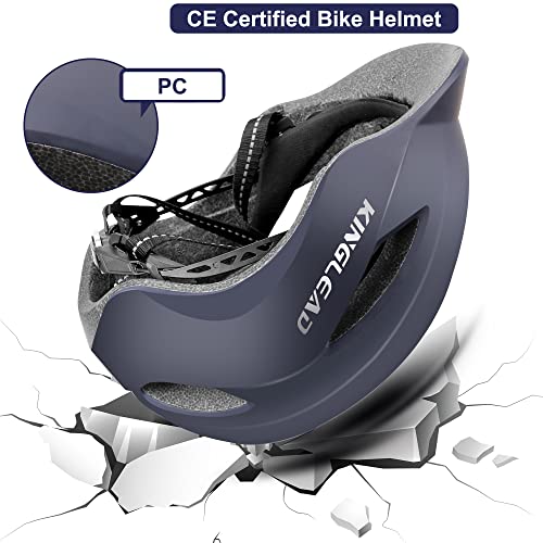 Casco Bicicleta, KINGLEAD Casco Bicicleta Hombre Mujer con luz LED y Correas de Reflectantes Casco Bicicleta Adultos para Ciudad Casco para Ciclistas Casco de Bici de Carretera con Visera