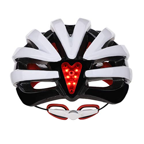 Casco de bicicleta ligero unisex con luz LED de seguridad, gorro de ciclismo, casco de equitación para adultos, color blanco, tamaño app.52-62cm/20.47-24.41in