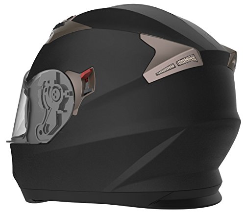 Casco Moto Integral ECE Homologado - YEMA YM-829 Casco de Moto Scooter para Mujer Hombre Adultos con Doble Visera -Negro Mate- XL