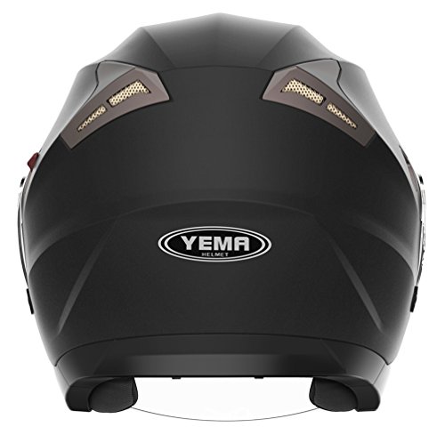 Casco Moto Jet ECE Homologado - YEMA YM-627 Casco Moto Abierto Custom Scooter para Mujer Hombre Adultos con Doble Visera-Negro Mate-M