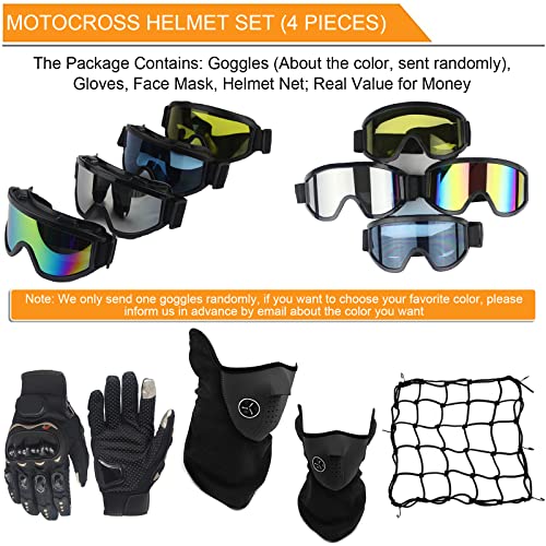 Casco Motocross Niños de 5 a 14 Años,Casco Moto Infantil con Gafas Guantes Máscara Red elástica,Casco Cross Integral Chico y Chica para Bici MTB Downhill Enduro,con Diseño FOX,Negro Plateado,S