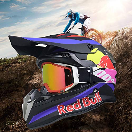 Cascos Motocross Casco Motocicleta Modular Caja De ABS CertificacióN Puntos Ciclomotor Off Road Crash Cross Downhill DH Four Wheelerd Cascos Integrales con Gafas Red Bull Gloves