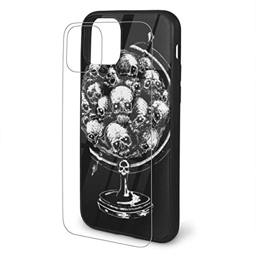 Casos de diseño de Moda DIY Novedad para iPhone 11 / Pro/Pro MAX con Funda Protectora de TPU Suave y Flexible Cubierta de Vidrio Transparente endurecida - Vector de ilustración de cráneo orbe Aislado