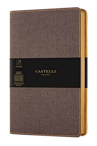 Castelli Milano Harris Tobacco Brown Cuaderno 13 x 21 cm Páginas a Cuadros Cubierta Flexible Color marrón 240 Pag