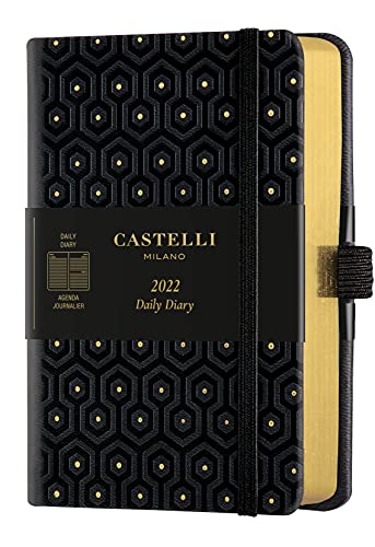 Castelli Milano Honeycom Gold Diary 2022 9 x 14 cm Diario S/D Tapa dura, color negro, 384 páginas