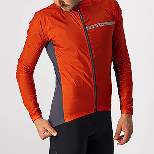 castelli Squadra Stretch Jacket Chaqueta, Hombre, Fiery Red/Dark Gray, M