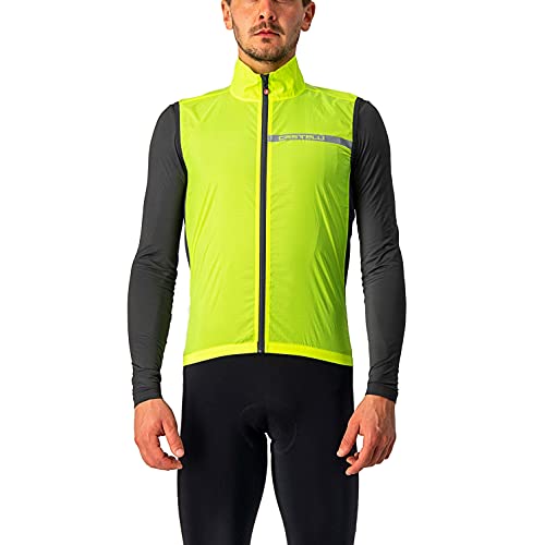 castelli Squadra Stretch Vest Chaleco Deportivo, Hombre, Yellow Fluo/Dark Gray, L