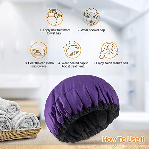 CestMall Cap capilar para acondicionamiento profundo, capilar de tratamiento térmico nutritivo para spa capilar, gorro calefactor apto para microondas interior de linaza elástica portátil