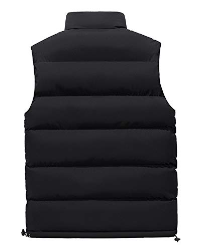 Chaleco Acolchado Ligero de Hombre Chaqueta Sin Mangas Cierre De Cremallera Negro 5XL