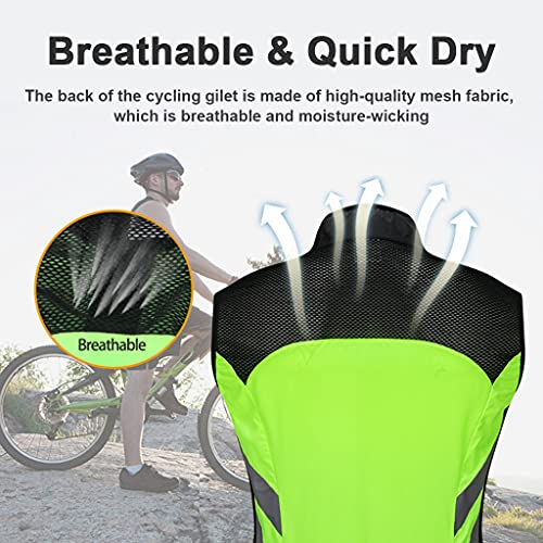 Chaleco Cortavientos Ciclismo Hombre Mujer Chaleco Bici Reflectante Impermeable Chaleco Bicicleta Transpirable Chaleco MTB Sin Mangas Chaqueta Sin Mangas Cortavientos,Naranja,XL