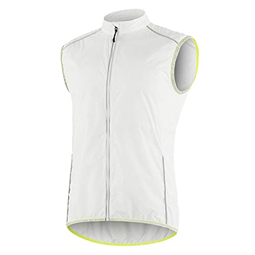 Chaleco Cortavientos Ciclismo Hombre Mujer Chaleco Bici Reflectante Impermeable Chaleco Bicicleta Transpirable Chaleco MTB Sin Mangas Chaqueta Sin Mangas Cortavientos,Blanco,L