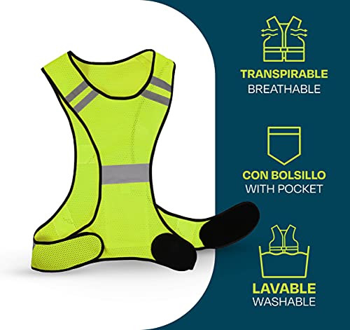 Chaleco Reflectante de Alta Visibilidad - Para Running, Ciclismo, Equitacion - Transpirable - Ligero - Para Mujer y Hombre