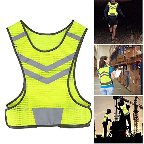 Chaleco Reflectante de Seguridad ,Chaleco Reflectante Bicicleta Ciclismo Ajustable Alta Visibilidad Deportes reemplazo para Al Aire Libre Correr Senderismo Footing Mujer Hombre ,Amarillo Fluorescente