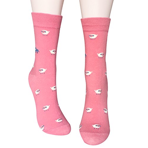 Chalier 5 Pares de Calcetines Mujer Divertidos Originales Animales Lindos Estampados Ocasionales de Algodón para Niña y Mujer