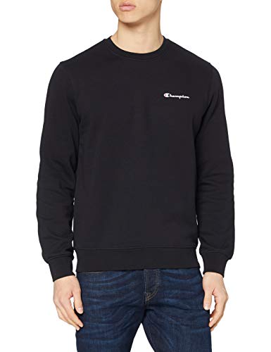 Champion Classic Small Logo Crewneck Sweatshirt Sudadera, Negro, S para Hombre