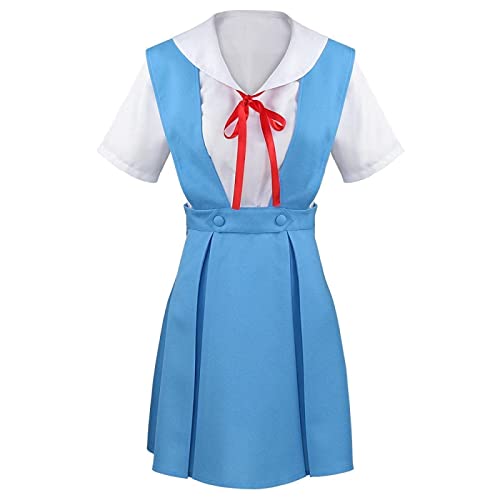 CHANGL Disfraz de Cosplay de Halloween para Anime NEON GENESIS EVANGELION EVA Ayanami Rei Anime JK Uniforme escolar Anime Mostrar ropa