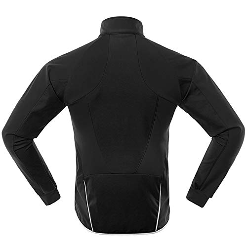 Chaqueta Ciclismo Hombre Invierno Polar Térmico, Impermeable Prueba de Viento Bicicleta Jackets Reflectante Alta Visibilidad Cortavientos,Negro,L