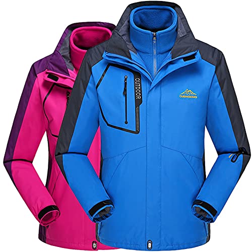 Chaqueta de Esquí para Hombre, 3 en 1 Chaqueta de Esquí Invierno Impermeable Traje de Esquí al Aire Traje de Nieve de Lana con Capucha, para Senderismo, Camping - Talla asiático L XL 2XL 3XL 4XL