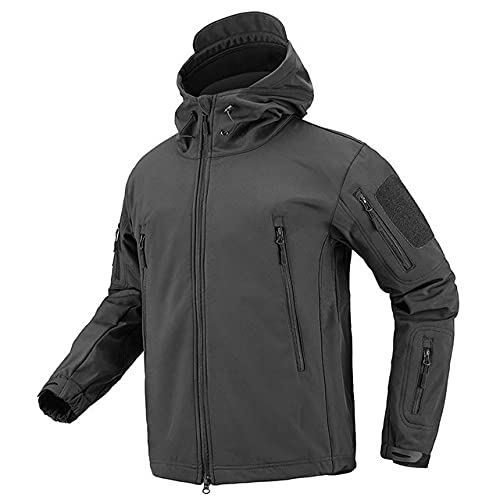 Chaqueta táctica militar de cáscara suave para hombre impermeable y cálido ejército de cortavientos, gris, XXL