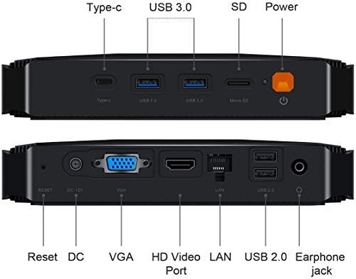 CHUWI Herobox Mini pc Ordenador de sobremesa Intel Gemini-Lake N4100, Quad Core 64 bit 1.1GHz a 2.4GHz, Windows10 OS, 8GB RAM 256GB SSD, BT 4.0 y Dual WiFi,Mini HD, Type-C