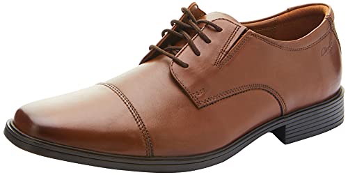 Clarks Tilden Cap, Zapatos de Cordones Derby Hombre, Marrón (Dark TanLea), 44 EU