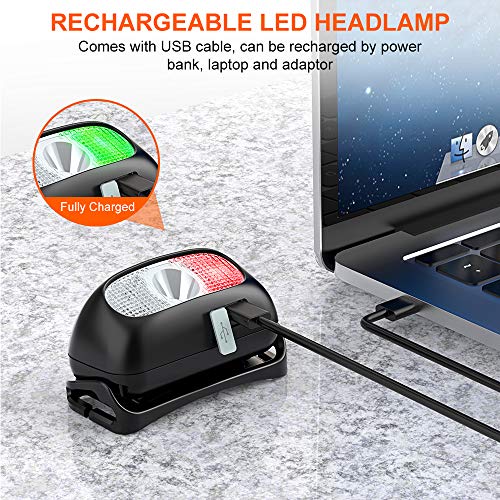 Cocoda Linterna Frontal, Frontal LED USB Recargables con 5 Modos de Luz, 200 Lúmenes, Impermeable IPX4 para Niños y Adultos, Ajustable Linterna Cabeza con Luz Roja para Correr, Acampar, Senderismo