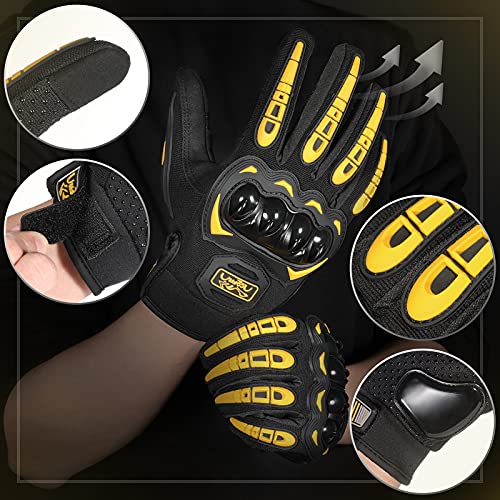 COFIT Guantes de Motos, Guantes de Pantalla Táctil Full Touch para Carreras de Motos, MTB, Escalada, Senderismo y Otros Deportes al Aire Libre - Amarillo M