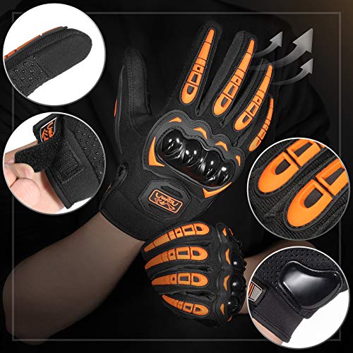 COFIT Guantes de Motos, Guantes de Pantalla Táctil Full Touch para Carreras de Motos, MTB, Escalada, Senderismo y Otros Deportes al Aire Libre - Naranja M