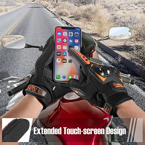 COFIT Guantes de Motos, Guantes de Pantalla Táctil Full Touch para Carreras de Motos, MTB, Escalada, Senderismo y Otros Deportes al Aire Libre - Naranja XL