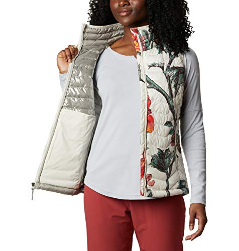 Columbia Powder Lite Chaleco Aislante, Mujer, Chalk Botanica Print, XS