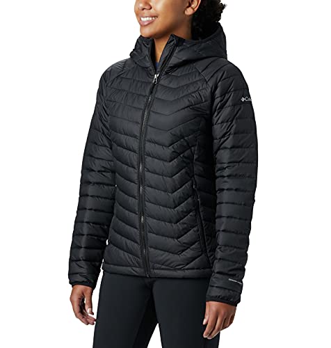 Columbia Powder Lite Hooded , Chaqueta aislante con capucha Mujer, Negro (BLACK), L