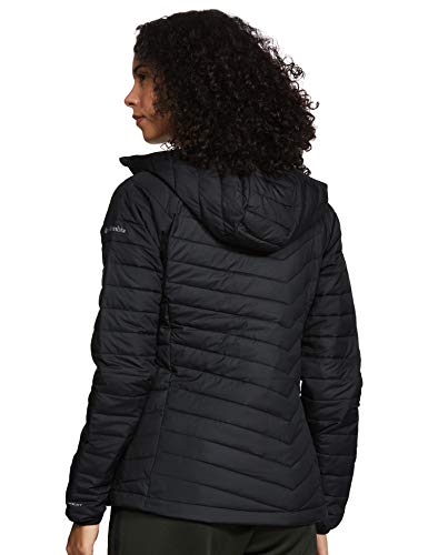 Columbia Powder Lite Hooded , Chaqueta aislante con capucha Mujer, Negro (BLACK), XL