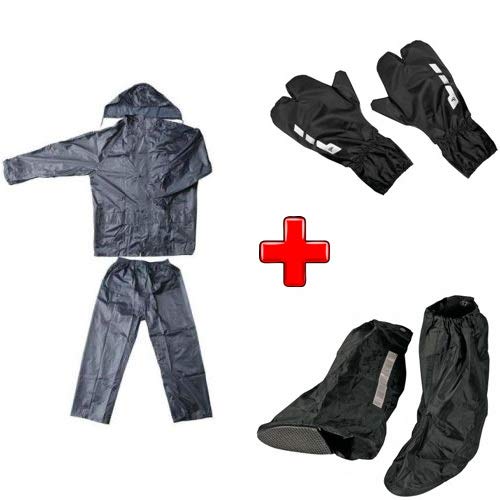 Compatible con cubrezapatos Commencal L 42-46, cubreguantes, kit impermeable para moto scooter y bicicleta chaqueta con pantalón + cubrebotas + guantes universales